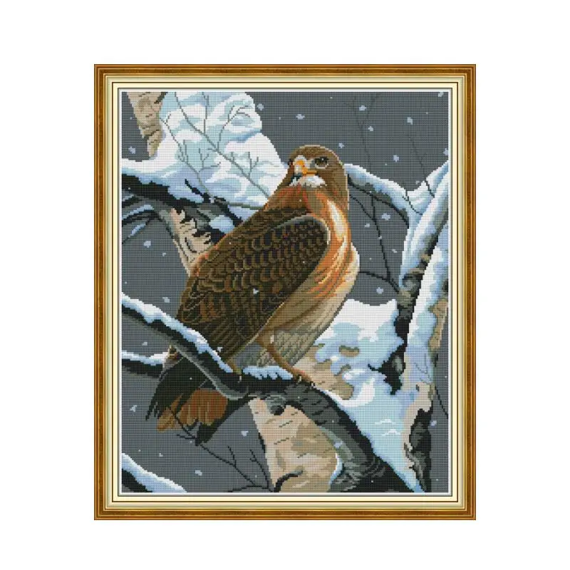 The falcon in the tree cross stitch kit aida 14ct 11ct count print canvas cross stitches   needlework embroidery DIY handmade