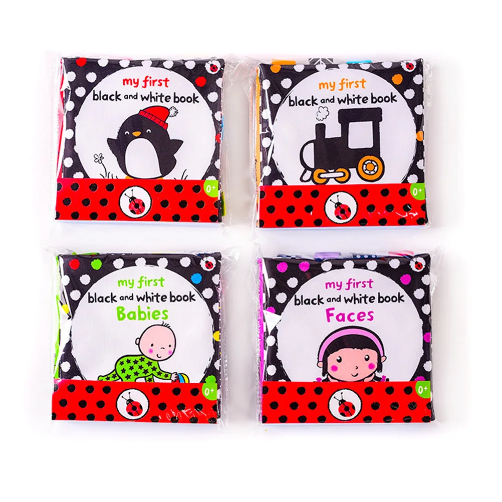 1 szt. Czarno-biała książeczka materiałowa dla niemowląt, wczesna edukacja, książeczka do trzymania w ręce, stymulacja wizualna, trening poznawczy, gryzak dla niemowląt