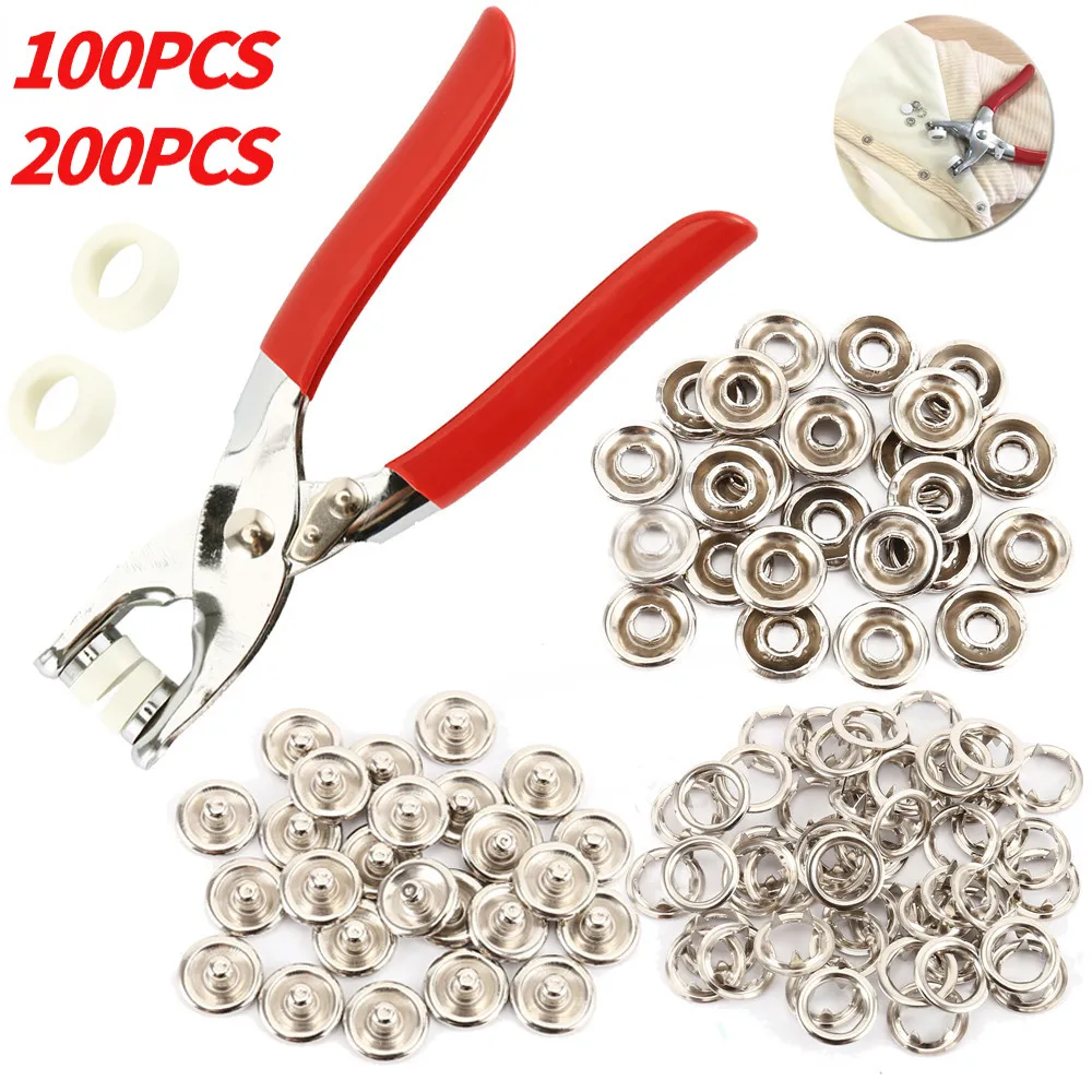 25/50Sets 9.5mm Metal Snap Buttons Kit Fasteners Press Studs Boutons Pression Fasteners Snap Button Pliers Set Sewing Supplies