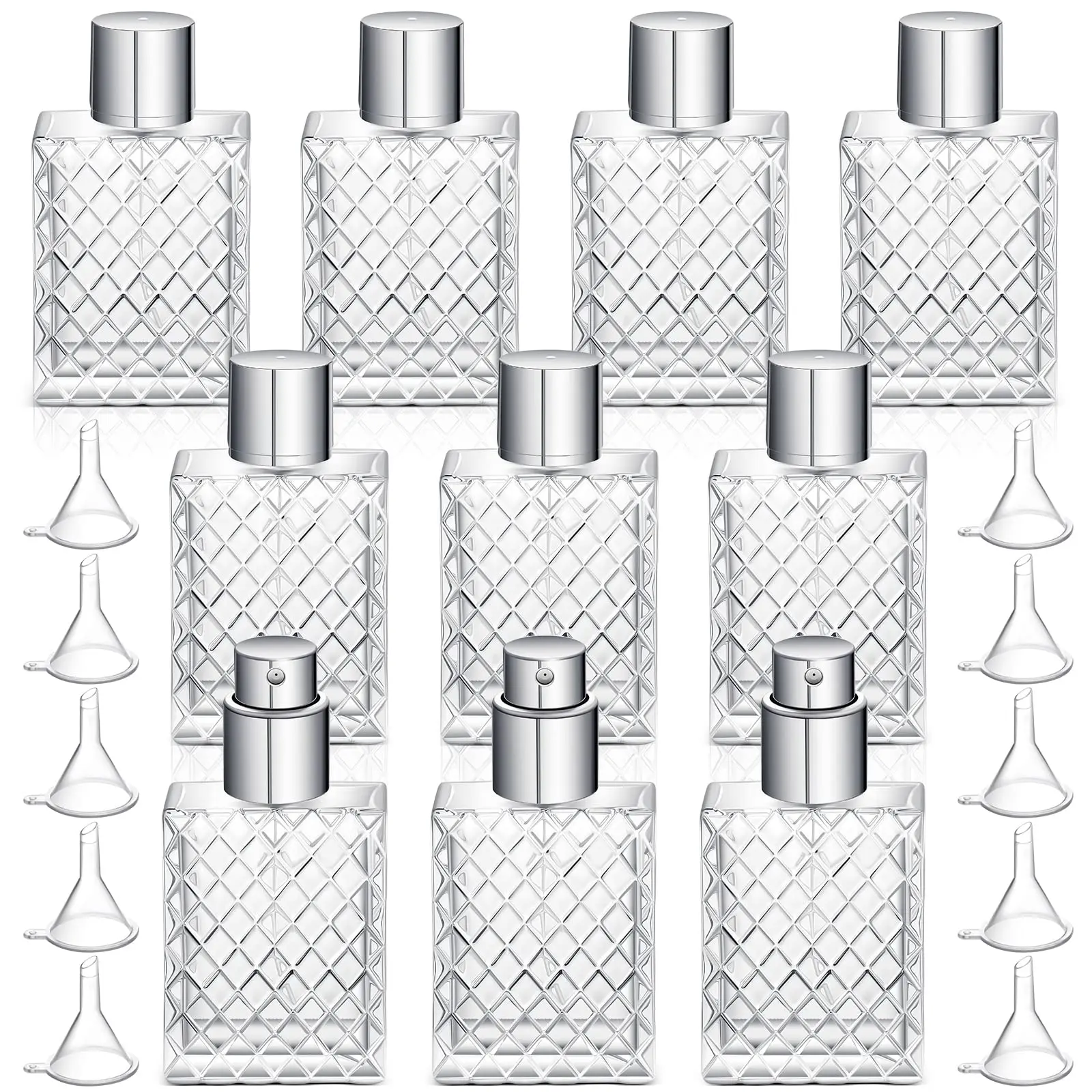 

10Pcs 100ml Silver Glass Perfume Bottles Refillable Fine Mist Atomizer Spray Bottle with 10 Funnel Portable Perfume Atomizer