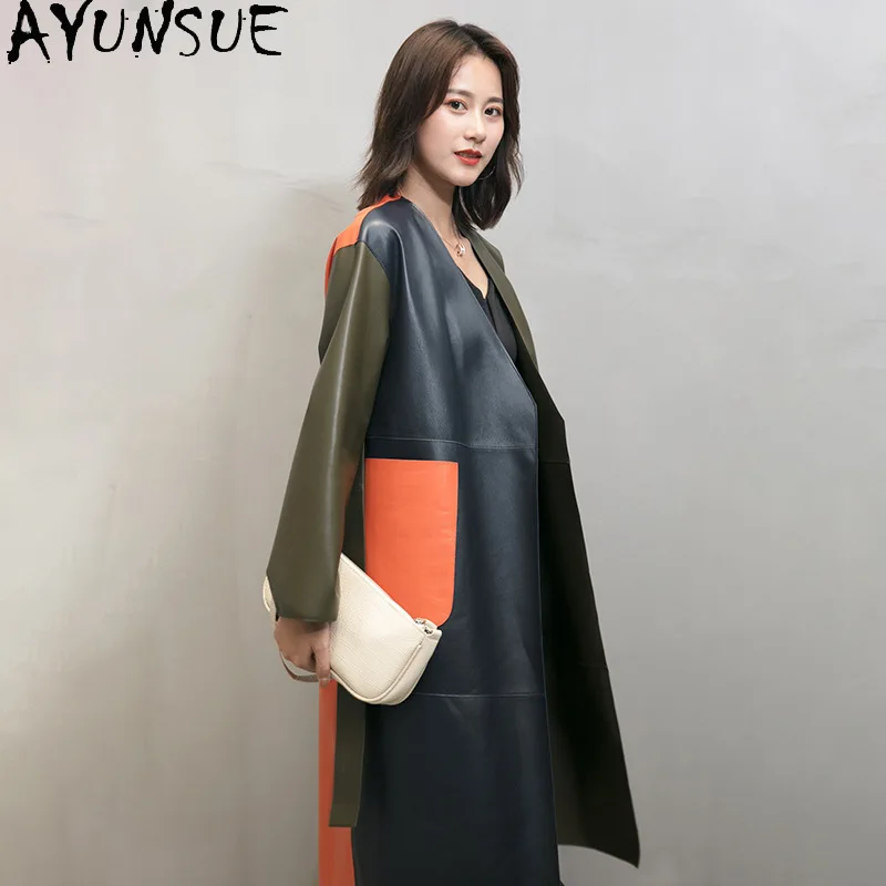 AYUNSUE Pelle di pecora naturale Genuino Giacca di pelle Donna 2025 Trench di media lunghezza Donna Giubbotti Autunno Vestiti │????ха Жха Ж Dön Dönalı......