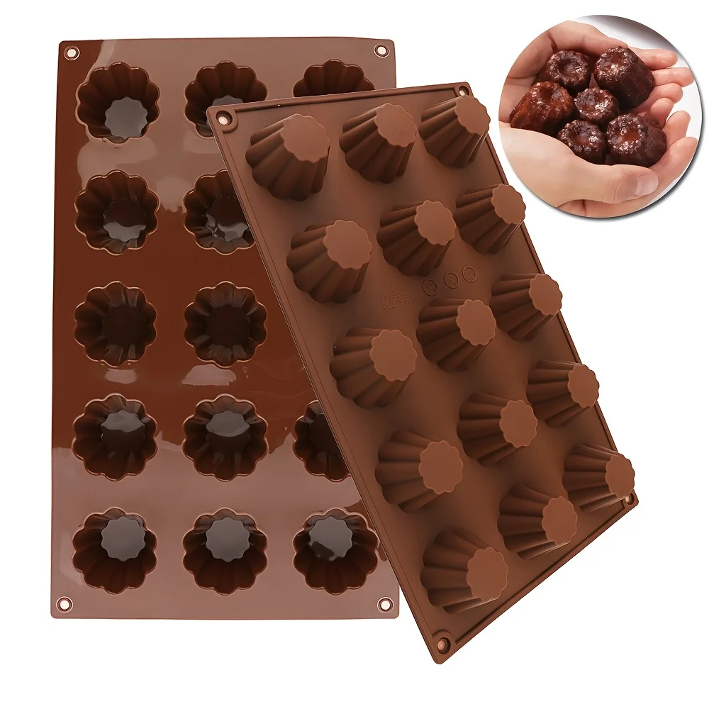 1 X 15-Cavity Silicone Cake Mold, Small Size, Suitable for Making Chocolate Mini Cakes, Fruit Puddings, Etc