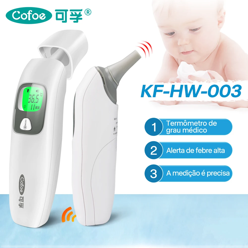 Cofoe termômetro infravermelho digital testa orelha sem contato médico termometro lcd corpo febre bebê/adulto medida de 