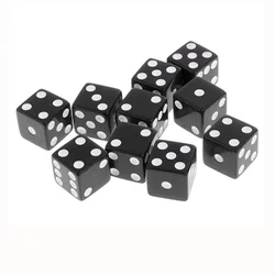 10 Pcs/lot  Black Point Dice Puzzle Game 6 Sided Square Corner Dice Funny Game Accessory 16mm