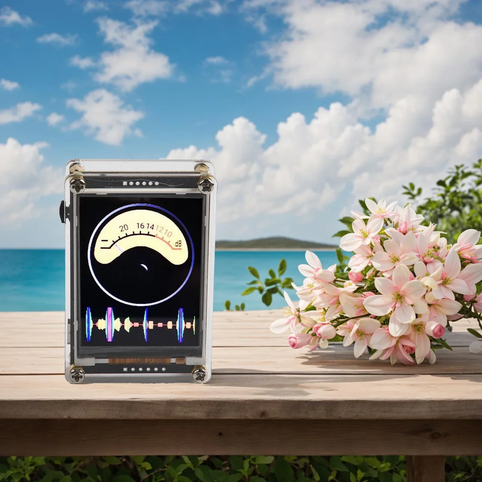 HD LCD Meter Music Spectrum Indicator Indoor Decoration 13 Display Modes 16-bit True Color Screen High Sensitivity Microphone