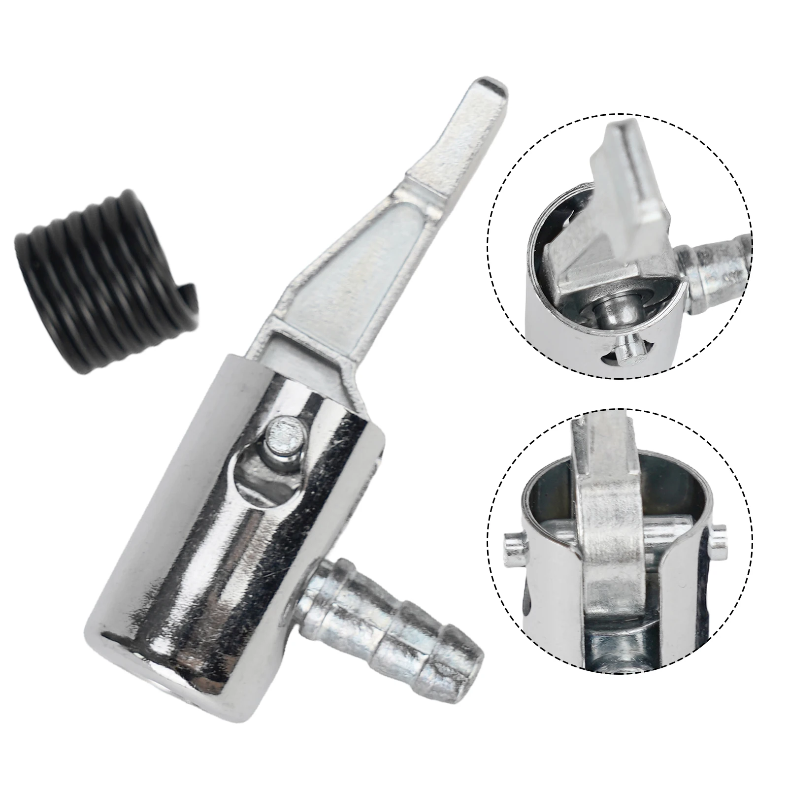 Adaptor pompa Inflator konektor dengan 6mm Aksesori Chuck ban udara pengganti logam perak kualitas tinggi