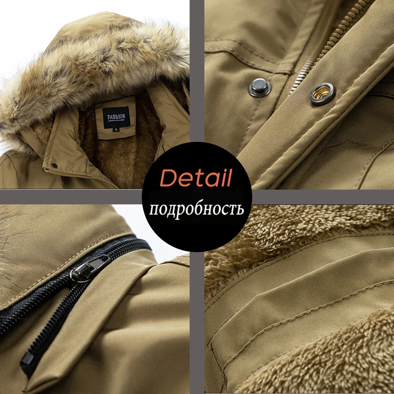 2024 Winter Puffer Men Jacket With Hood Medium To Long Multi-Pocket Cotton Workwear Warm Thick Men Parkas Windbreaker