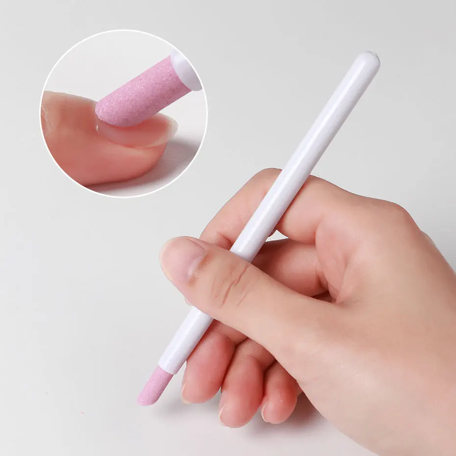 2/5 قطعة رسومات أظافر الكوارتز طحن القلم مزيل الجلد الميت مسمار الفن القلم مزيل الجلد الميت UV هلام البولندية مانيكير عصا الملفات أدوات