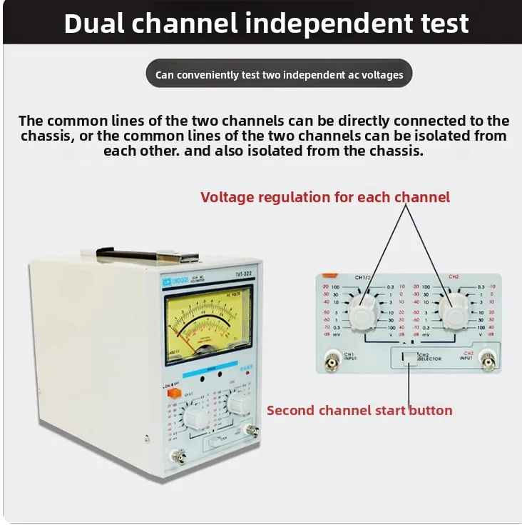 TVT-322 Millivoltmeter Pointer Type AC Voltage Measuring Tool Dual Needle TVT-321 TVT-322D