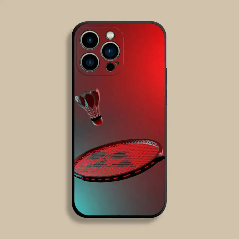 حافظة هاتف رياضية رائعة لتنس الريشة لهاتف آيفون 17,16,15,14,13,12,Pro,Max,Plus,E,SE4,Air,غطاء ناعم أسود صغير