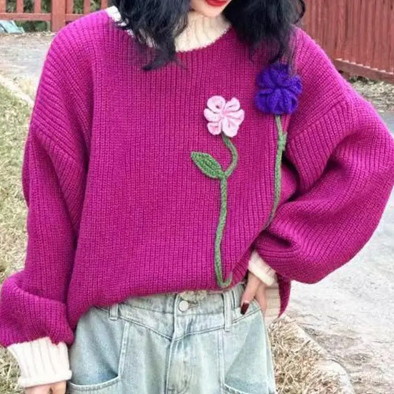 

Early Autumn and Winter New Style Retro Lazy Bottoming Loose Slimming Thickened Warm Sweater Pullover Women Top