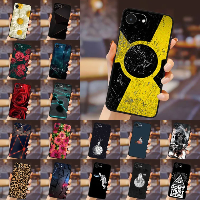 Para iphone 16e caso de telefone tpu capa traseira macia silicone para para apple iphone 16 e dos desenhos animados flor estampado design capa de telefone