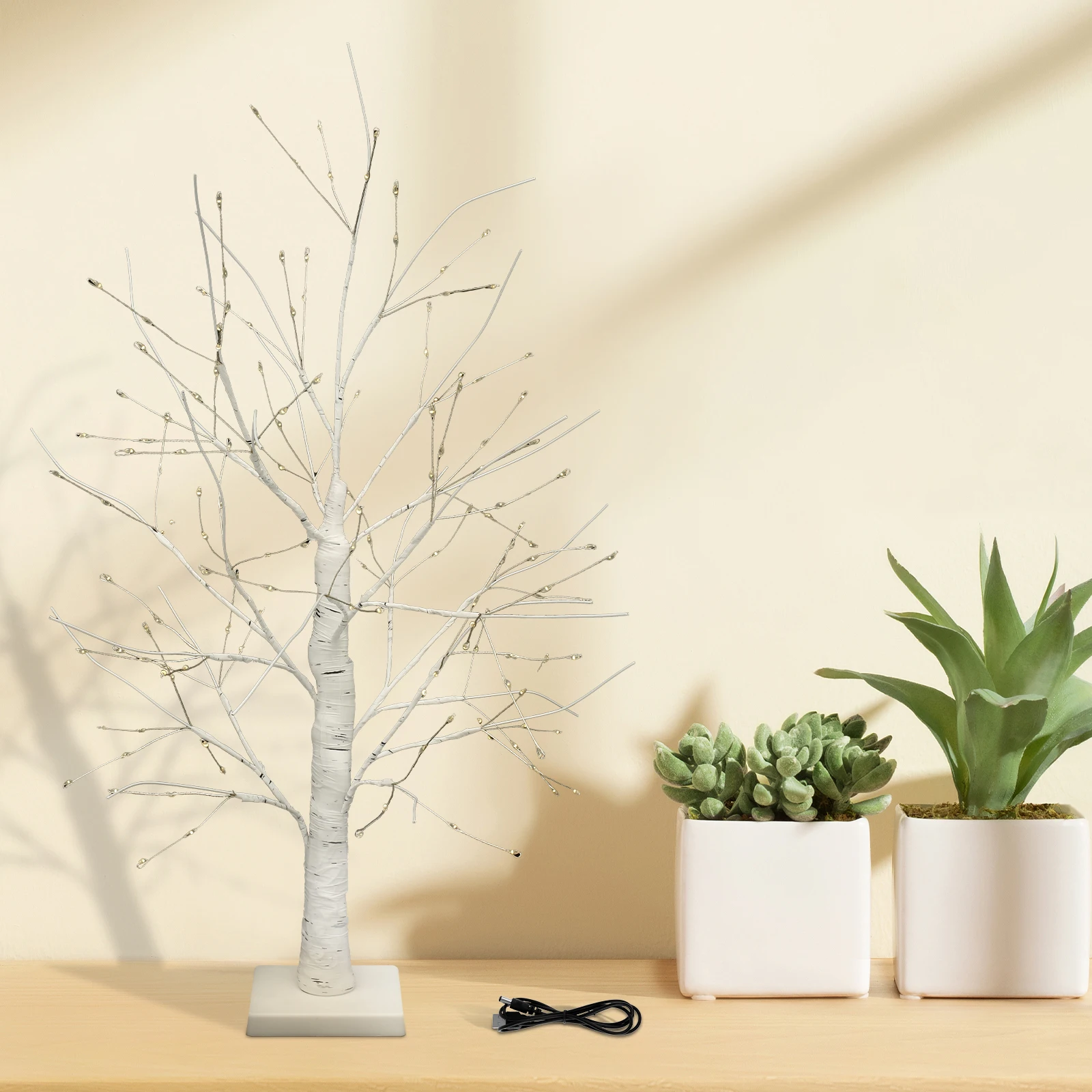 Neue LED Birke Licht LED künstliche Baum Lampe mit Timer 24 Zoll USB/batterie betriebene Tischplatte Birke Baum Licht