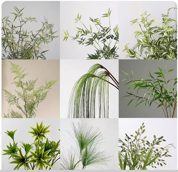 

Simulation of leaf material drooping, dry grass, lily, asparagus restaurant, decorative flower arrangement, hand-held flower art