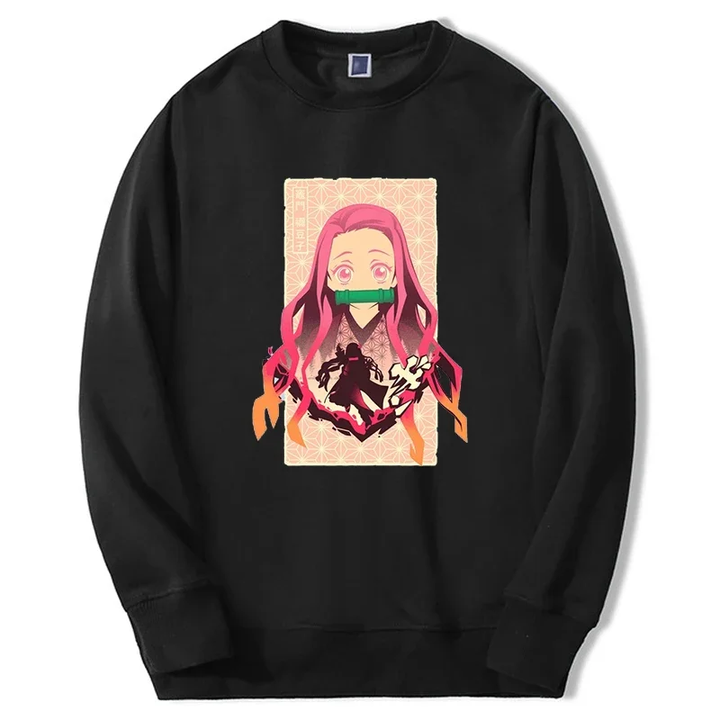 

Anime Hoodies men women Nezuko manga Hot Anime graphic sweatshirt Casual Round Neck Harajuku Tracksuit Moletom