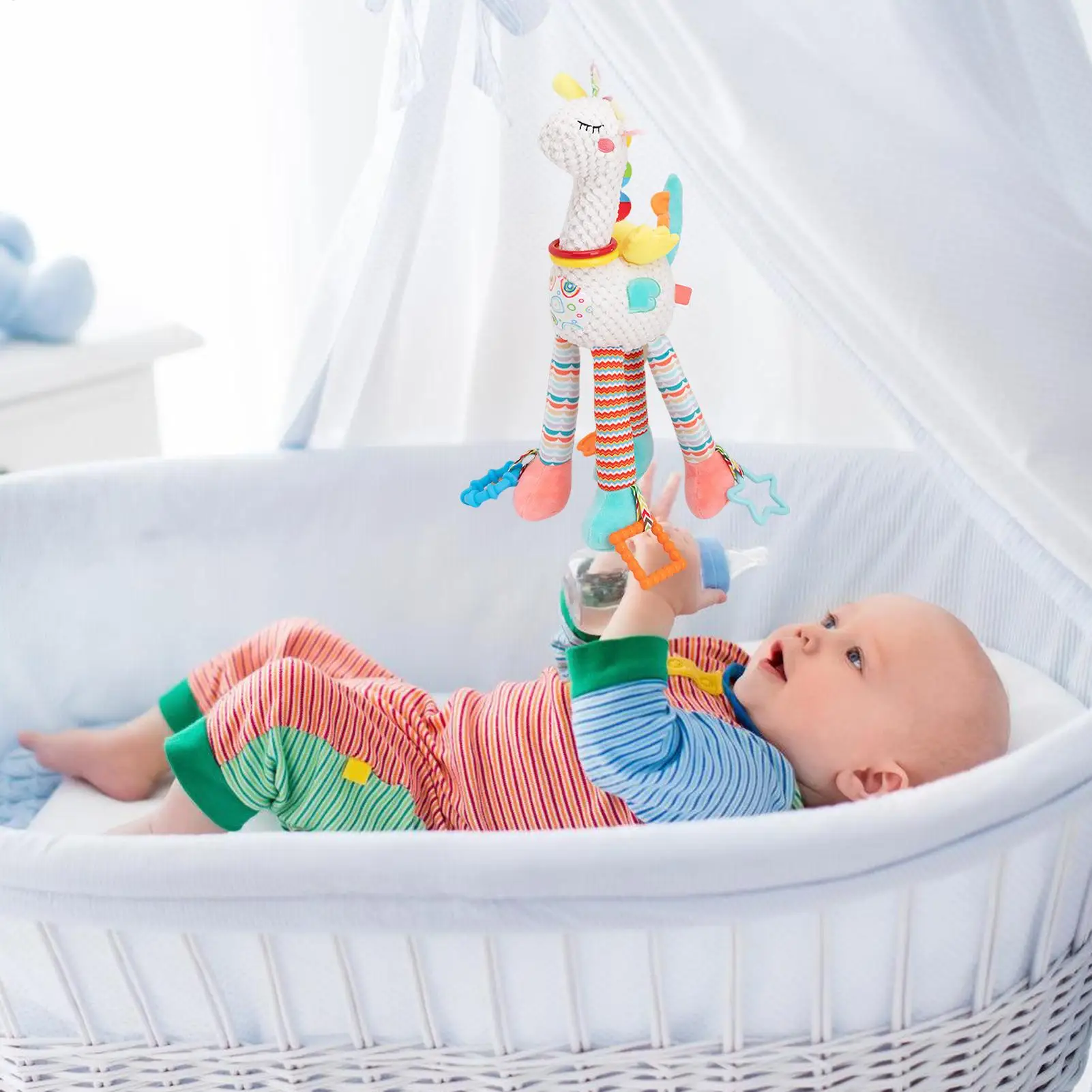 Giocattoli per passeggino Appendibili Passeggino lenitivo Giocattolo Culla Peluche Bambola sensoriale della buonanotte per attività Camminate Viaggi Shopping Vacanza