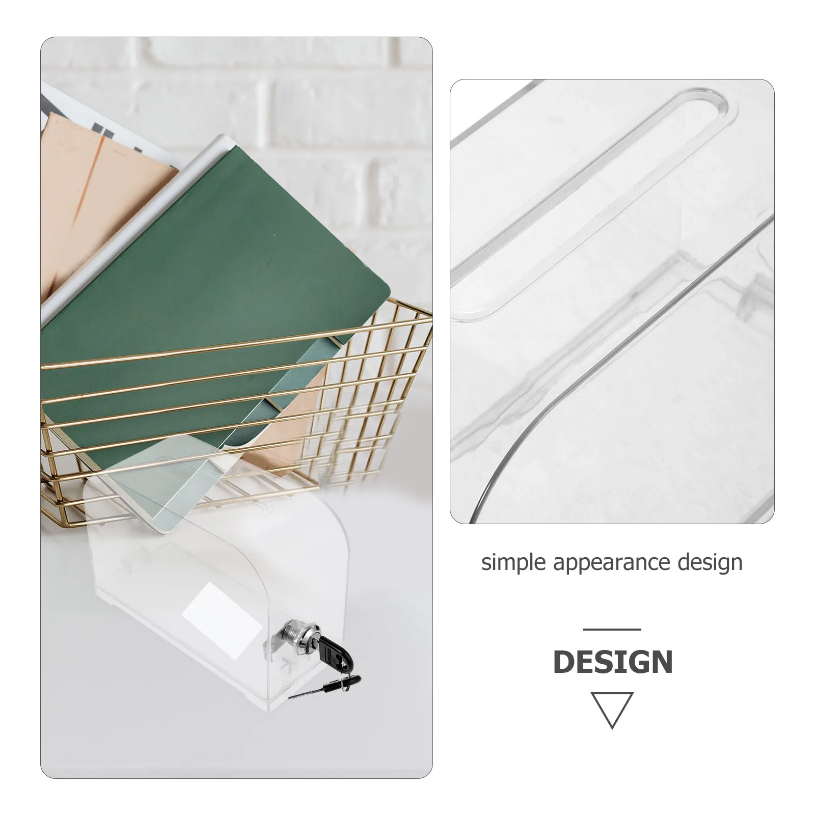 حامل بطاقة عمل أكريليك، قفل بسعة كبيرة، تصميم منظم سطح المكتب، حافظة تخزين البطاقات، حامل البطاقة #1