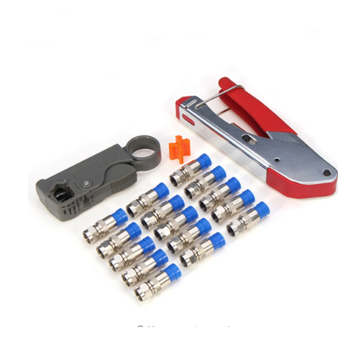 Coax Cable Crimper Tool Coaxial RG58 RG59 RG6 Compression Tool Kit F Connectors Double Ended Coax Stripper