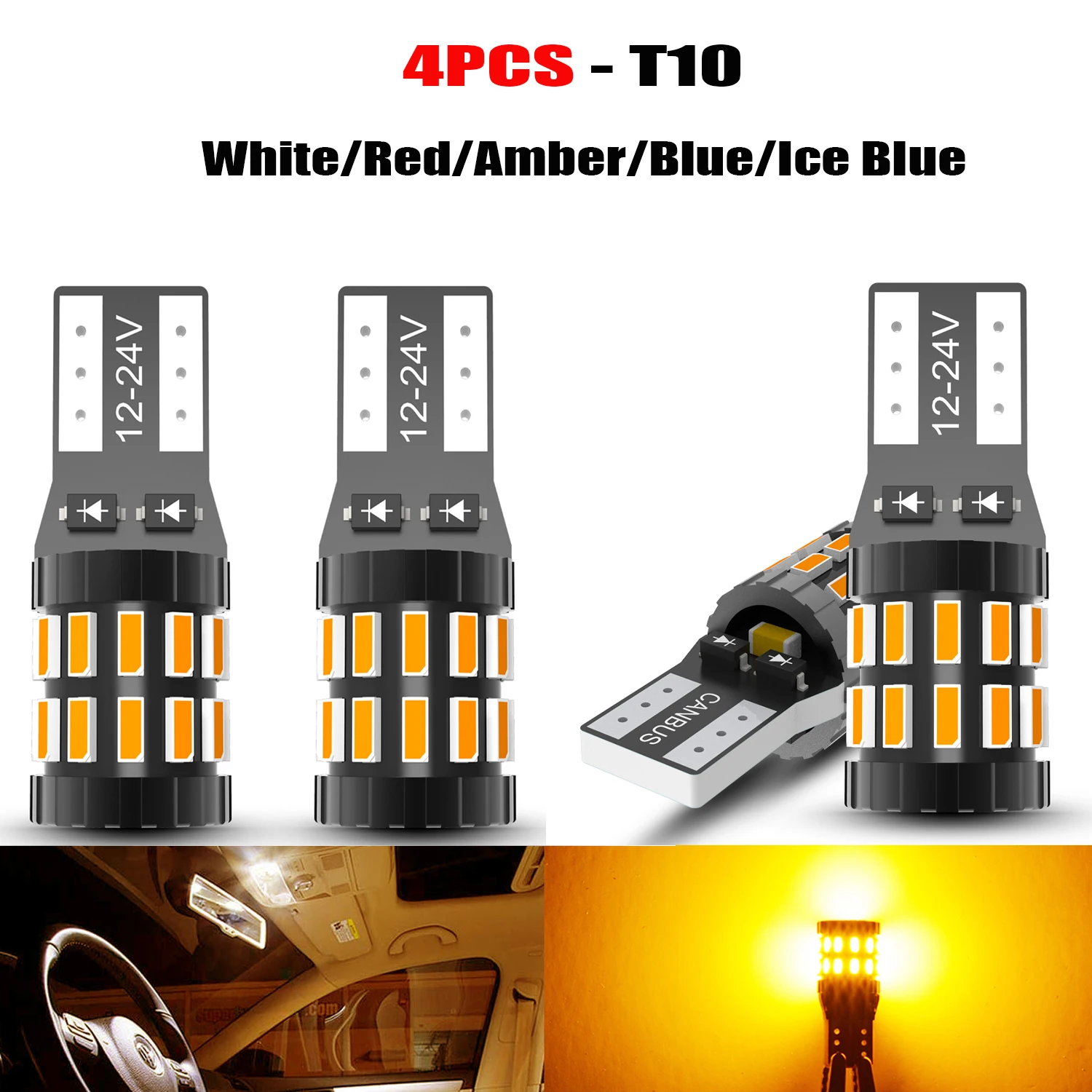 4x CAN-BUS Ready T10 W5W LED Courtesy Door Light Bulbs For Renault Duster Megane 2 3 Logan Clio Fluence Captur Sandero Laguna