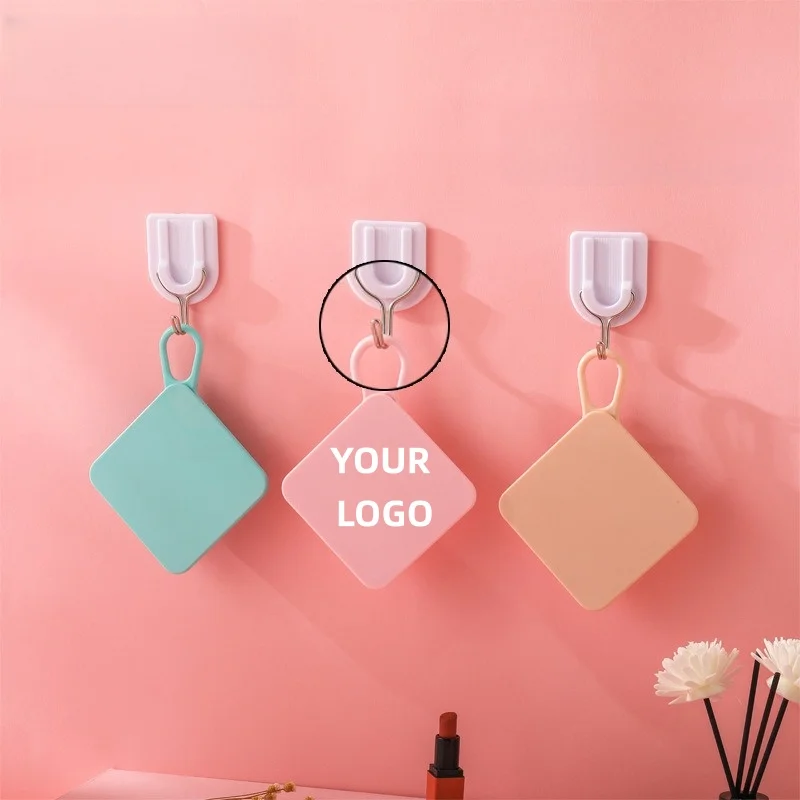 【โลโก้สั่งทำ】กระจกสี่เหลี่ยมแบบมีตะขอ 50 ชิ้น กระจกแต่งหน้าแบบกำหนดเองได้ รองรับการปรับแต่งสำหรับองค์กร ขายส่ง