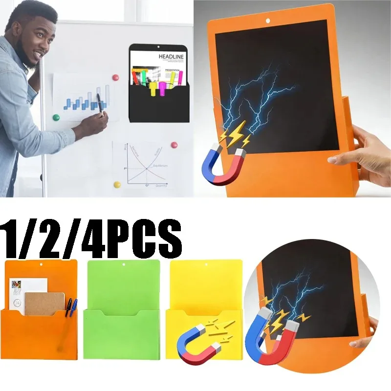 Boîte de rangement magnétique murale pour fichiers, organisateur de documents, porte-documents magnétique pour bureau, plateau pour papier, stylos et fournitures de bureau, 1 à 4 pièces