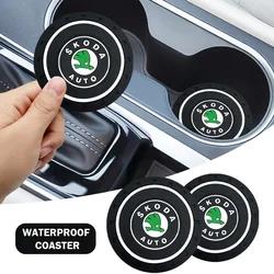 1/2pc Car Heat-resisting Coaster Silica Gel Water Cup Slot Dirt Pad For Skoda Octavia 1 2 3 A4 A5 A7 A8 MK1 MK2 Kodiaq Superb 3