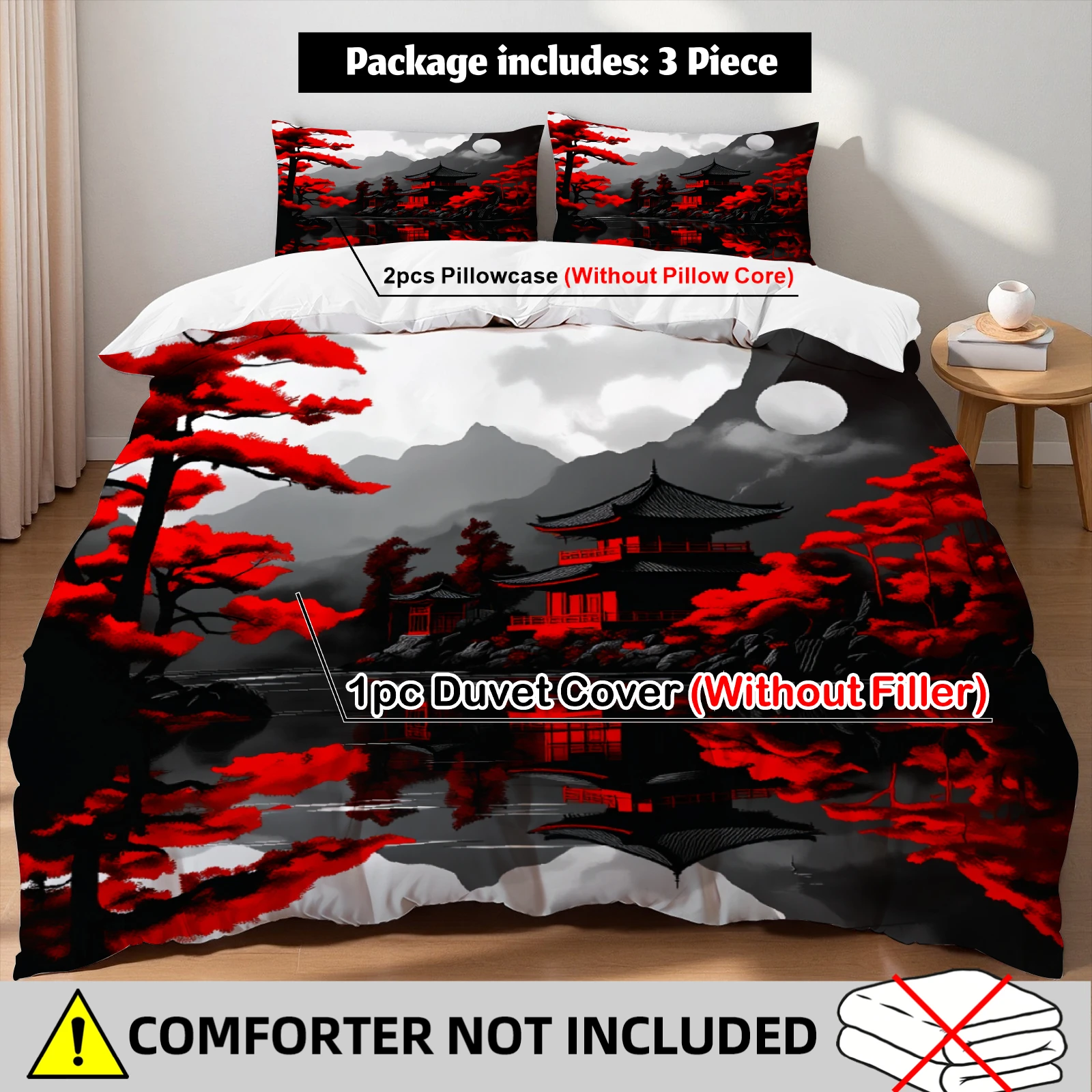 Cyberpunk-Bettwäsche-Set, technologischer Sinn, Farbvisuelle Kunst, Bettbezug mit 2 Kissenbezügen, Einzelbett-Set in Queen-Size-Größe