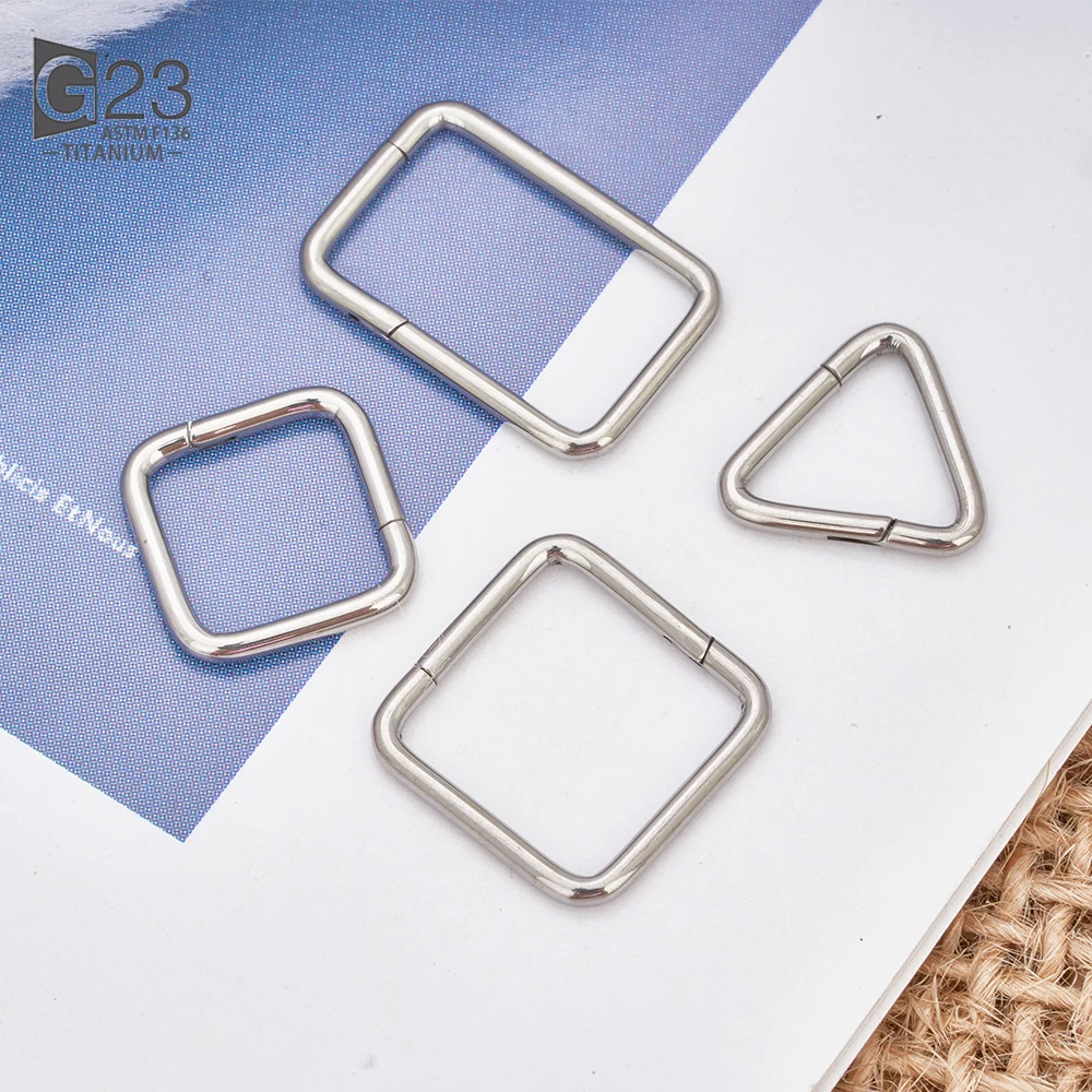 16G Piercing Nose Ring CZ G23 Titanium Triangle Square Rectangle Septum Clicker Ear Tragus Cartilage Helix Daith Earring Jewelry