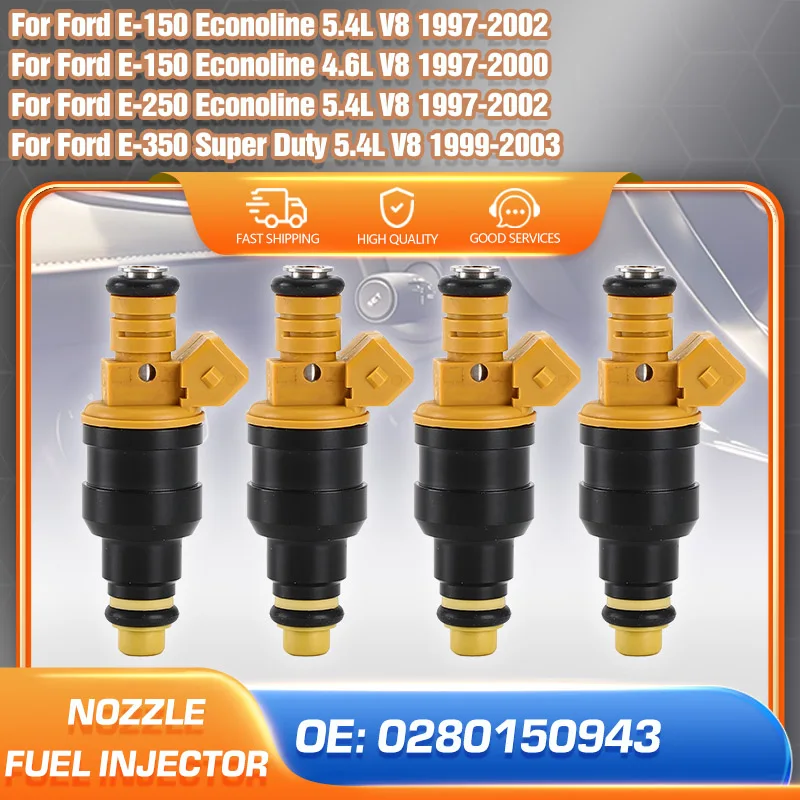 

Car Fuel Injector Nozzle For Ford E150 E250 Econoline 1997 1998 1999 2000 2001 2002 Ford E350 Super Duty 1999-2003 4.6L 5.4L V8