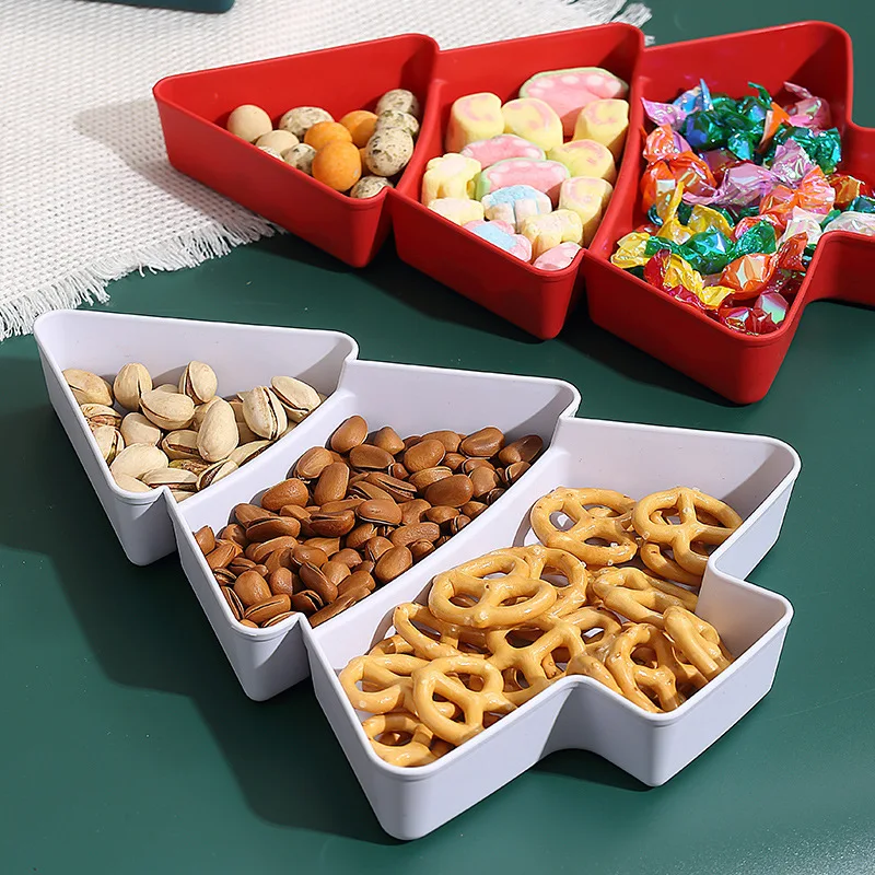 1Pc Christmas Tree Fruit Plate Merry Christmas Party Decorations For  2025 New Year Family Gathering Xmas Table Ornaments