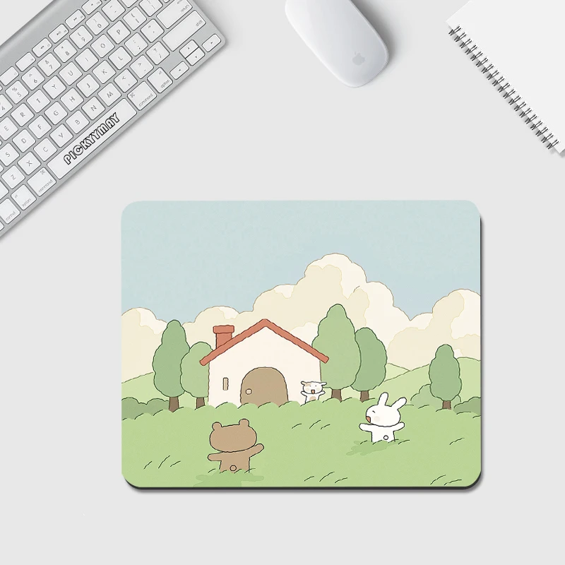 Cute Small Mouse Pad Non-Slip Mousepad 18x22cm Little Plant Desk Mat Office Design XS Mouse Mat For Laptop