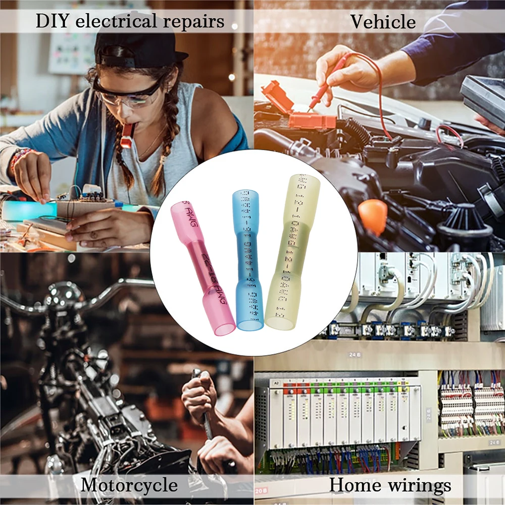 800/500/300250/200/100/50pcs Waterproof Solder Wire Connectors & Heat Shrink Butt Crimp Connectors Electrical Wire Terminals