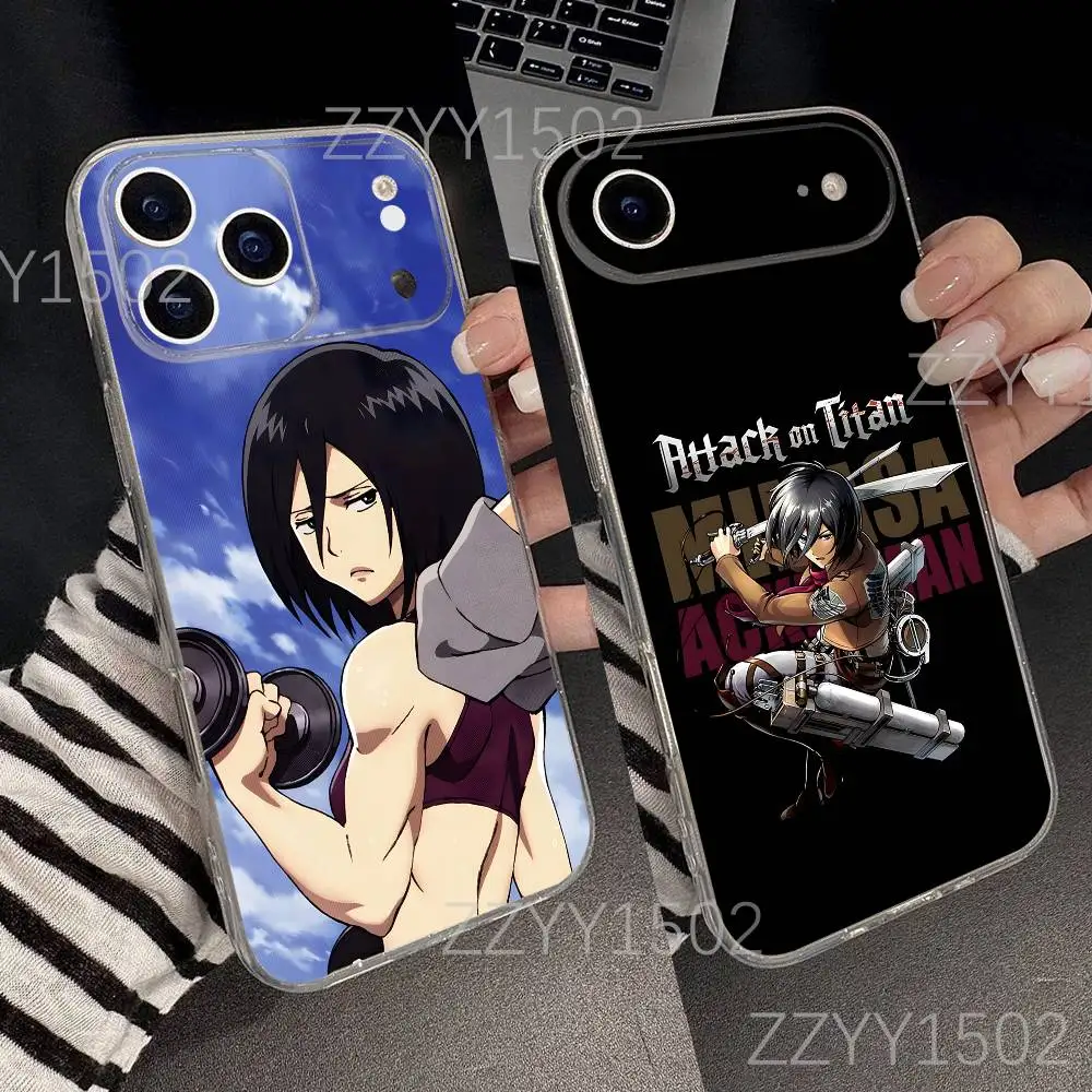 

Anime M-Mikasa Ackerman for iPhone 17,16,15,14,13,12,11 Pro,Max,Plus,X,XS,XR,SE4,E Mini Transparent Anti-Slip Grip Print Shell