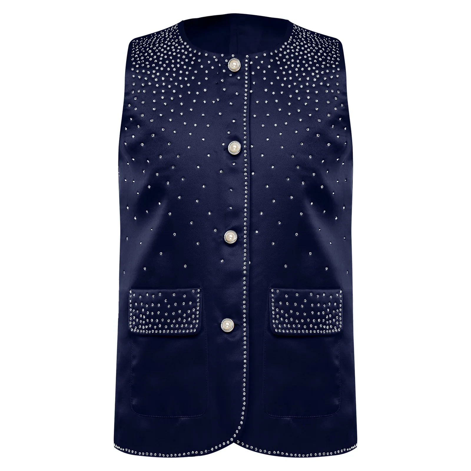 الفتيات طالب صدرية حجر الراين سترات بلا أكمام ملابس خارجية حفلة الأطفال زر الزي المدرسي القمم الاطفال سترة Dancewear