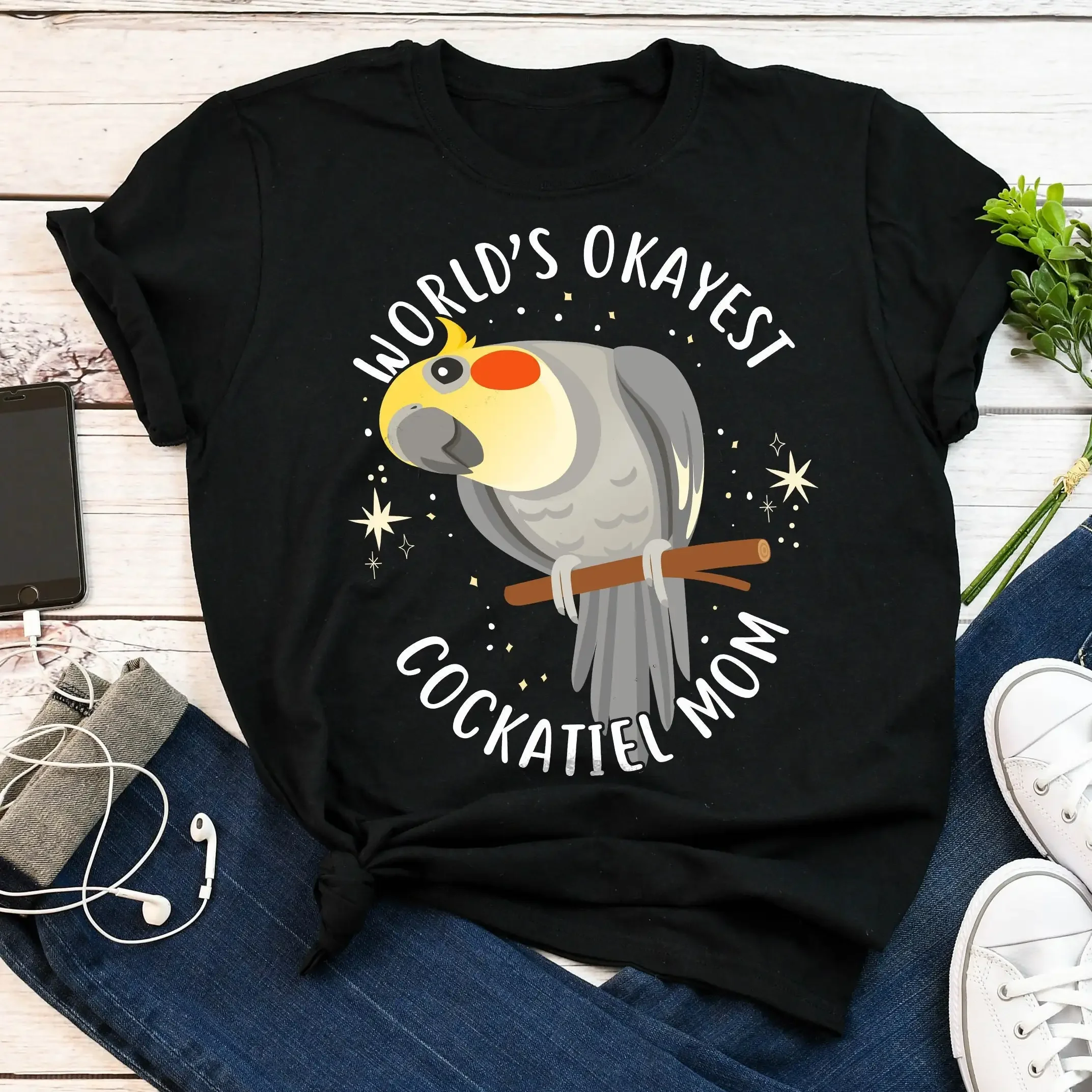 Cockatiel Mom T Shirt Women Funny Parrot Lover Cute Bird Pet Top World'S Best Grey Tiel