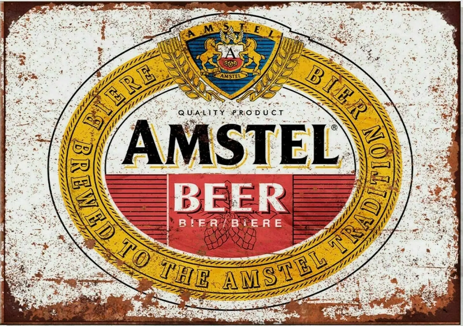 Letrero Metálico de Cerveza Amstel, Decoración de Pared, Letrero Retro de Aluminio