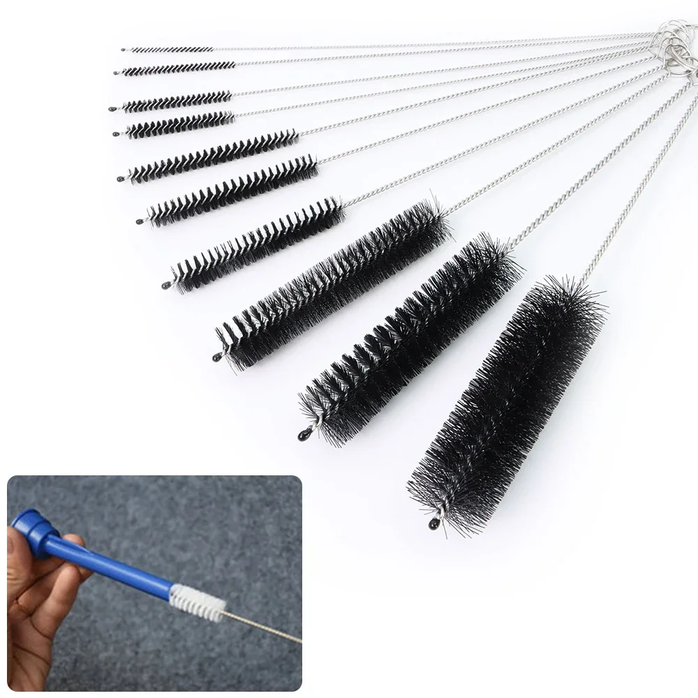 튜브 병 빨대 세척 브러시, 나일론 병 빨대 가정용 청소 브러시 세트, 주방 청소 브러시 강모 키트, 10 개