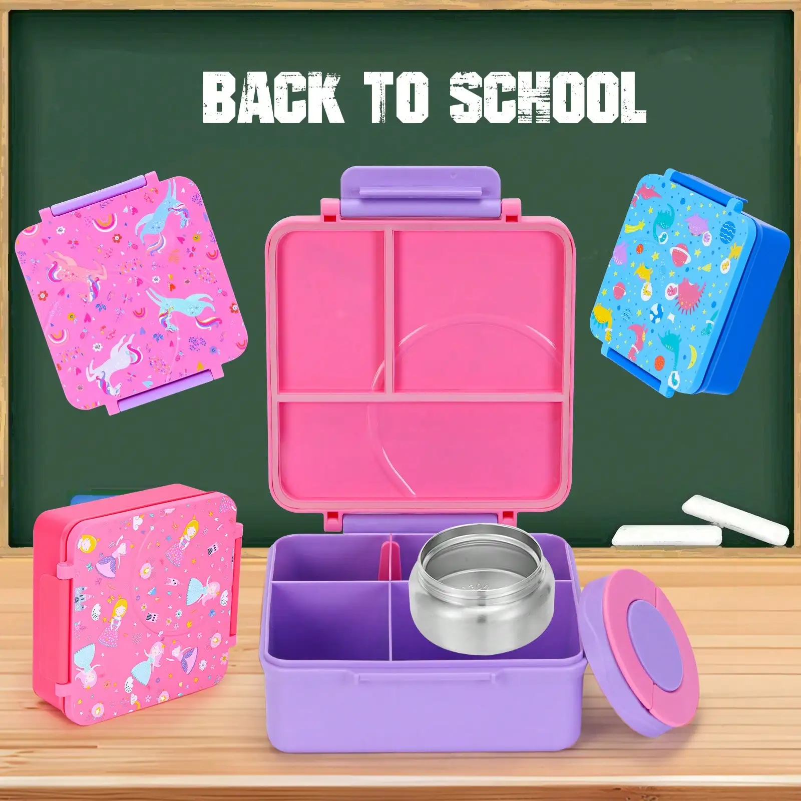 

Christmas Bento Box With 8oz Soup , Leak-Proof Lunch Box, 4-Compartment Design, Insulated For Hot & Cold, Suitable For School, Travel, Home Decor, New Year Gift