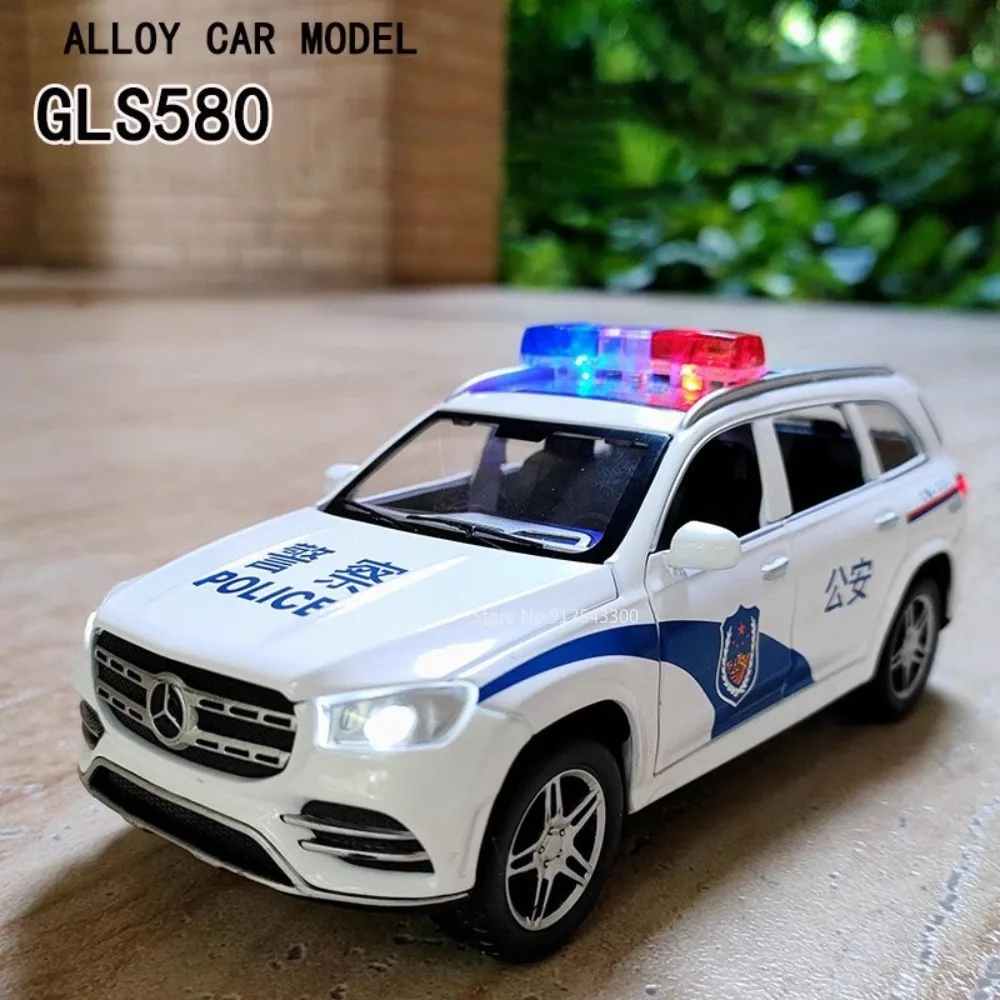 1/32 Maßstab Bens Gls580 Geländewagen Spielzeug Polizeiauto Modell Legierung Druckguss Sound Licht zurückziehen Modell waage Autos Jungen Spielzeug Sammler geschenke