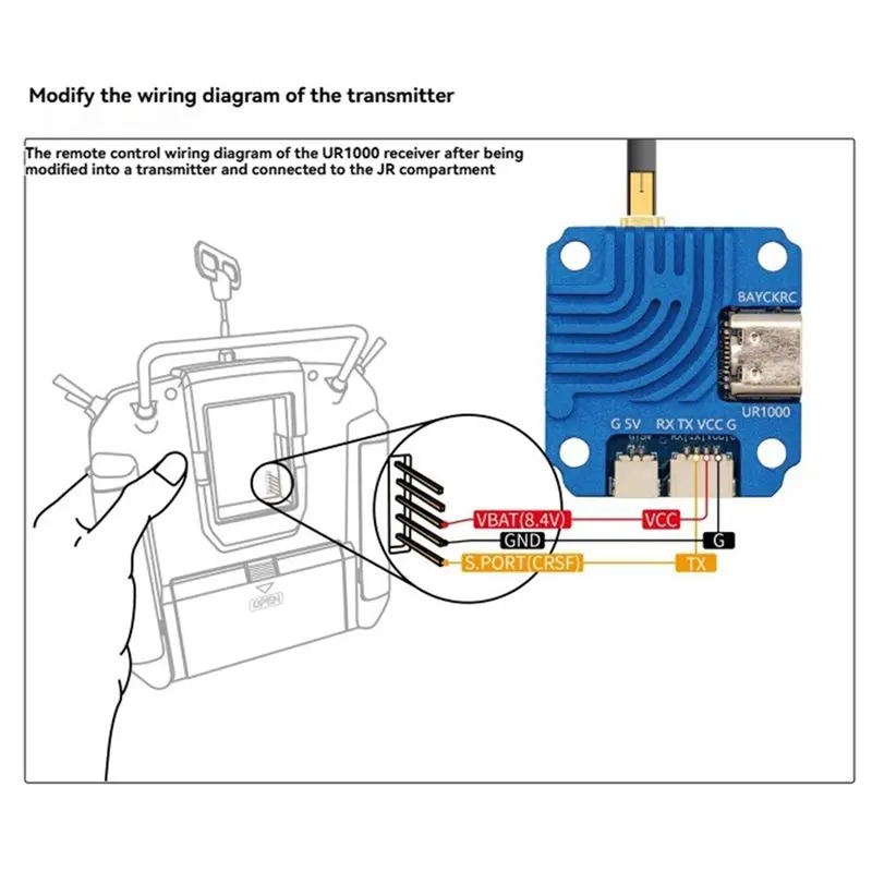 أنيق-UR1000 ELRS استقبال ثنائي النطاق 2.4G/900M عالية الطاقة T نوع هوائي 220 مللي متر لطائرة بدون طيار FPV Expresslrs استقبال #4