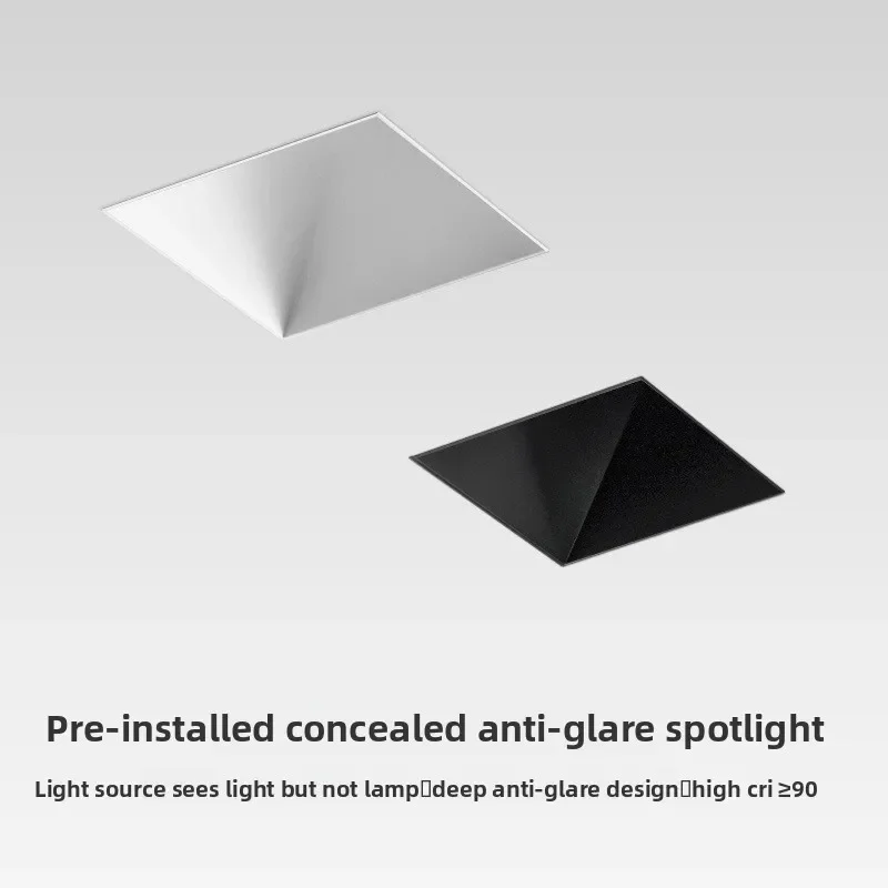 Minimal frameless spotlight, embedded embedded anti-glare square household living room without main light