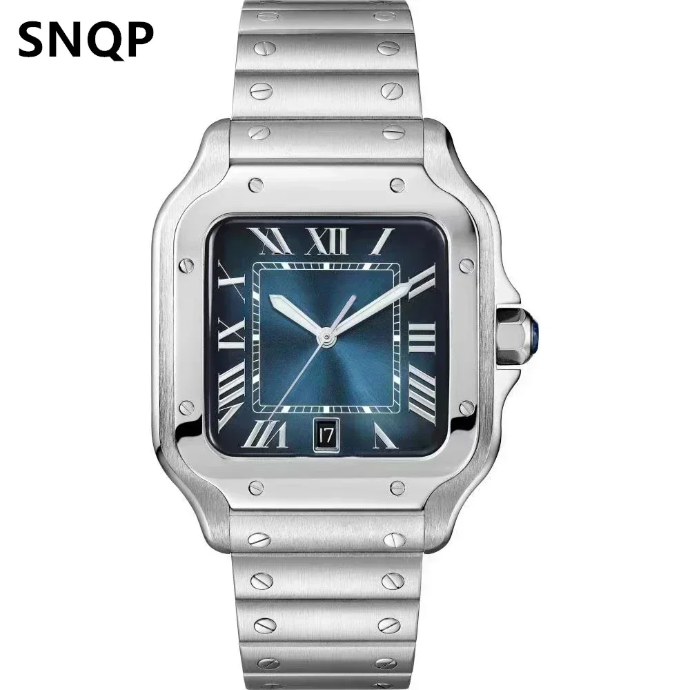 للجنسين أسود أبيض الروماني التلقائي الميكانيكية الرجال النساء ووتش الذهب الحافة الفولاذ المقاوم للصدأ الجلود الفرقة حسب الطلب