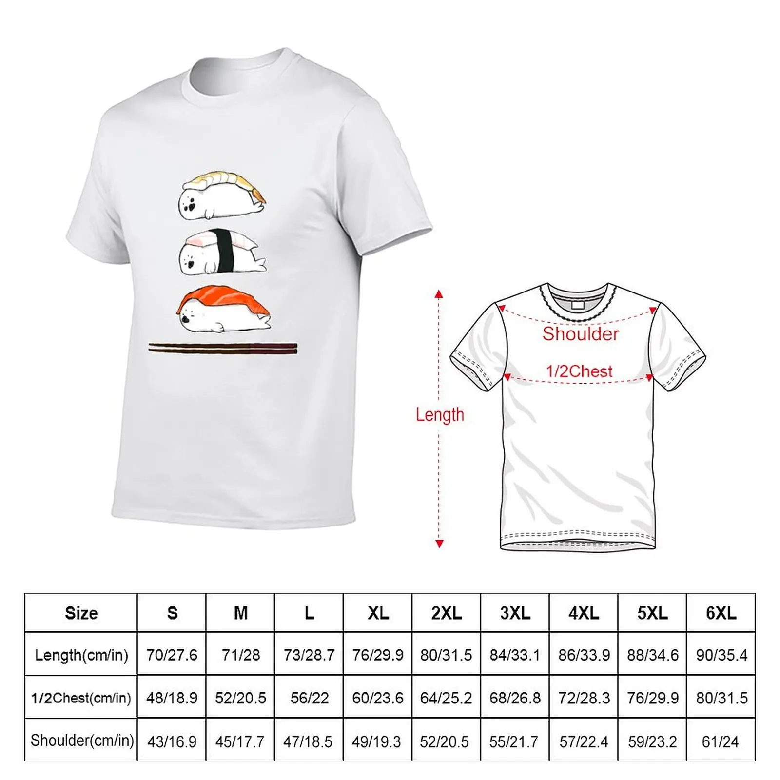 Nigiri, except it's baby Harp Seals T-Shirt Summer Fashion Casual Tee Shirt