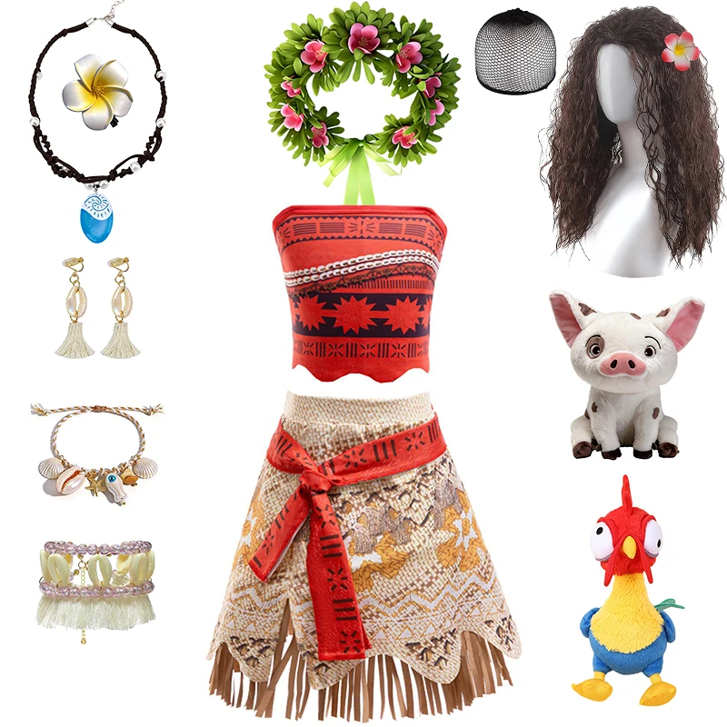 Brave Adventure Polynesian Princess Moana Girls Outfit Halloween Cosplay Birthday Party Children's Costume Festival Kids Clothes