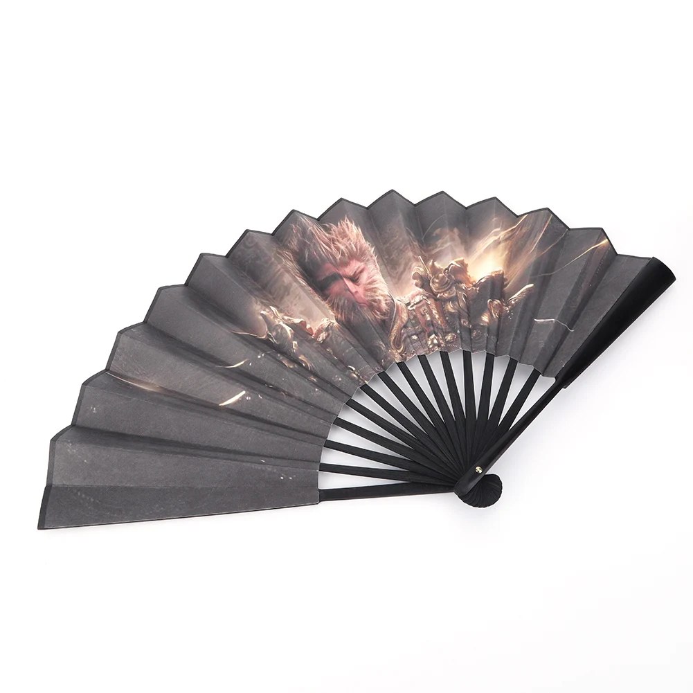 Wu Kong Paper Fan Bamboo Monkey King Hand Held Fan Chinese Wukong Camping Folding Fan for Outdoor Picnic Fishing