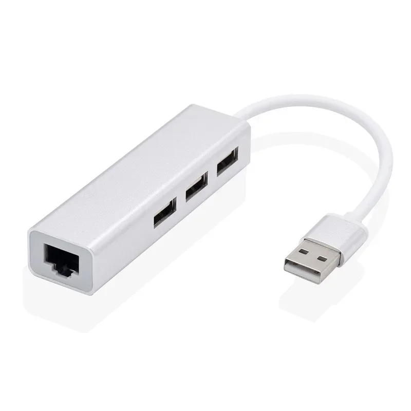 3 Ports USB2.0 HUB Type C To Ethernet LAN RJ45 Network Card Adapter  RJ45 Hub Ethernet Compatible for Network LAN Adapter Cable