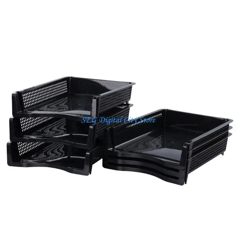 U75B Stacking Document Tray Stackable Paper Letter Tray Desk Organizers Vertical Horizontal File Letter Tray Mail Baskets