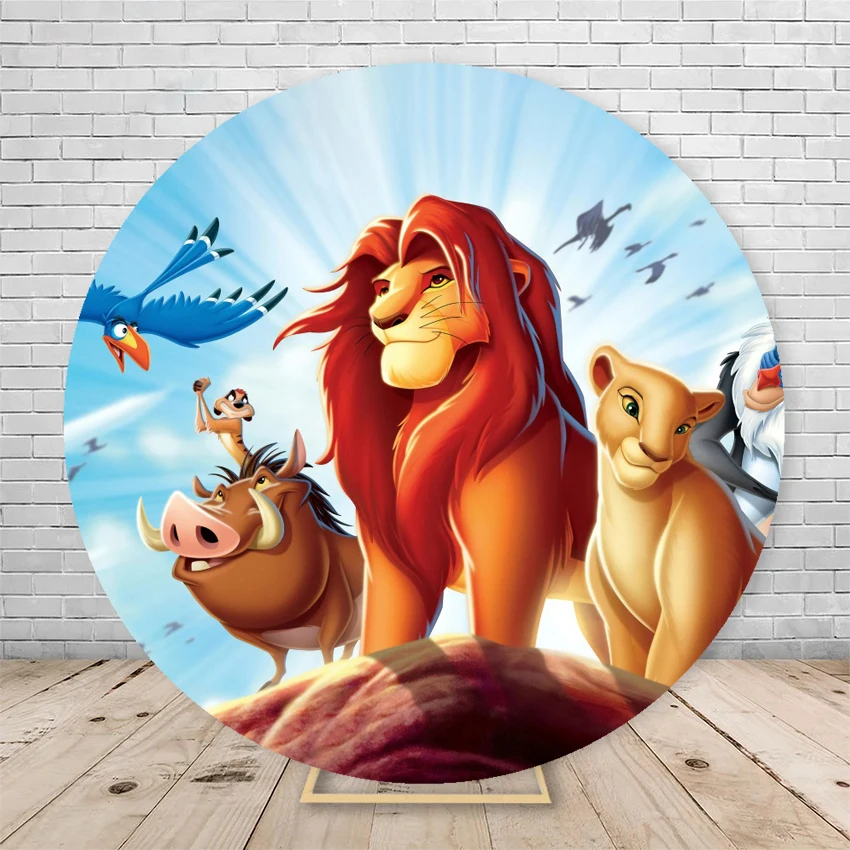 Disney The Lion King Round Backdrop Crown Cover Newborn Kid 1st Birthday Party Photo Jungle Studio Circle Background Baby Shower