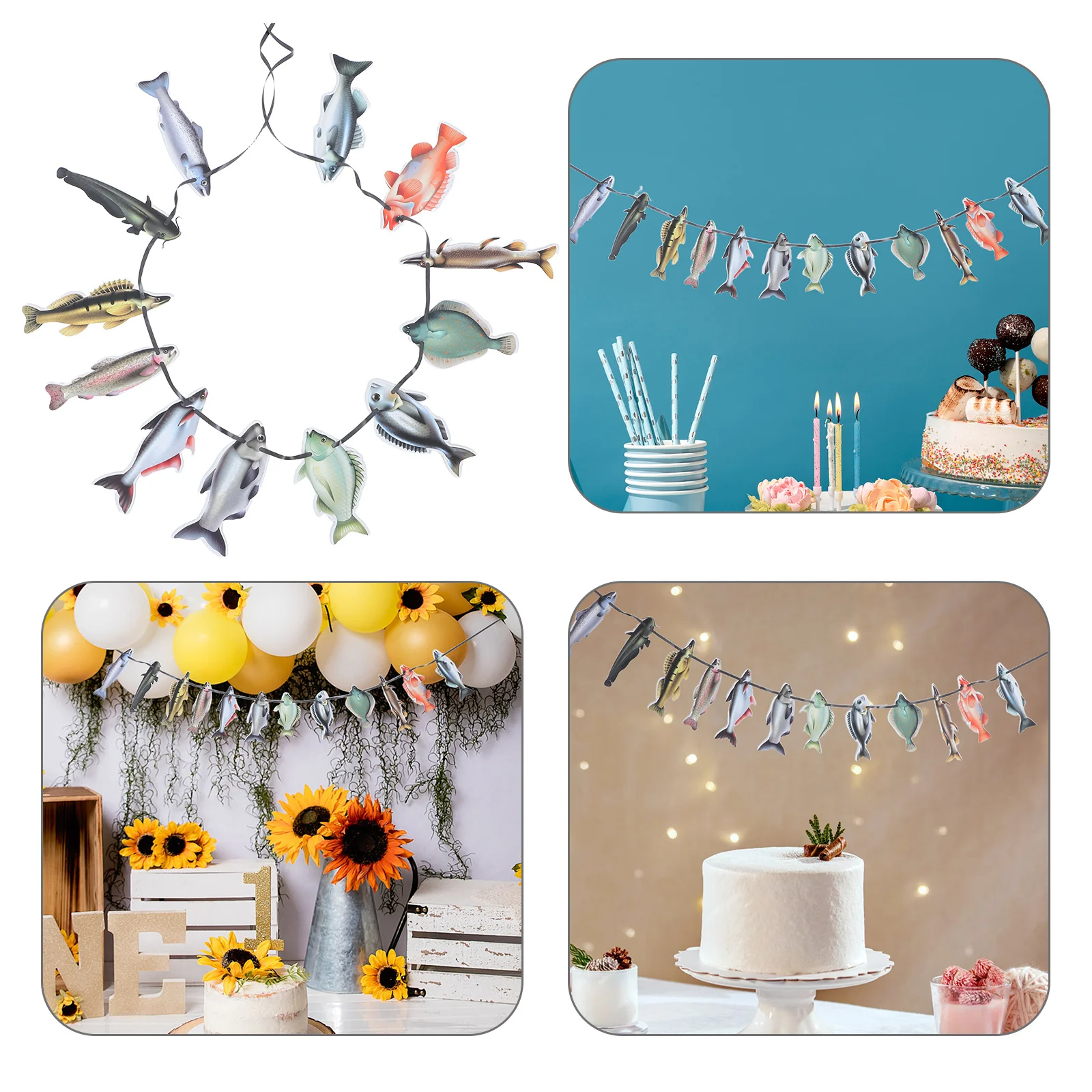

Banner Decorations Fishing Themed Garland Funny Fishing Flag Rustic Birthday Party Decoration Happy Birthday