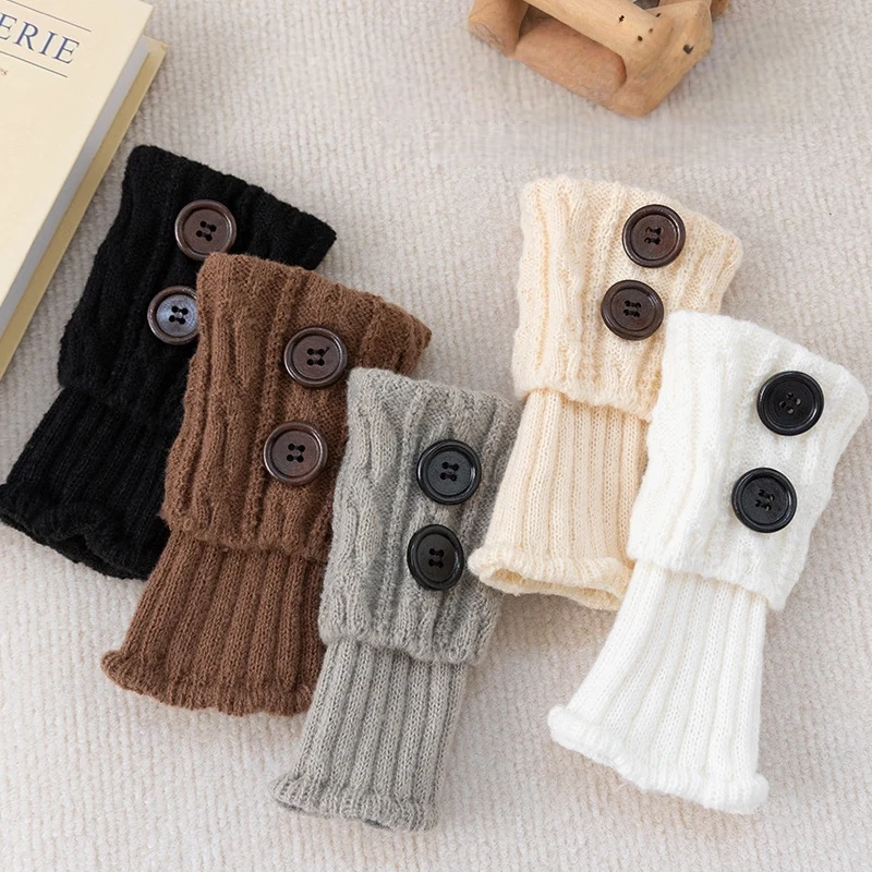 Women's Button Leg Warmers, Crochet Boot Cuff Socks, European American Short Socks, Warm Knitwear, Winter Stylish Stockings
